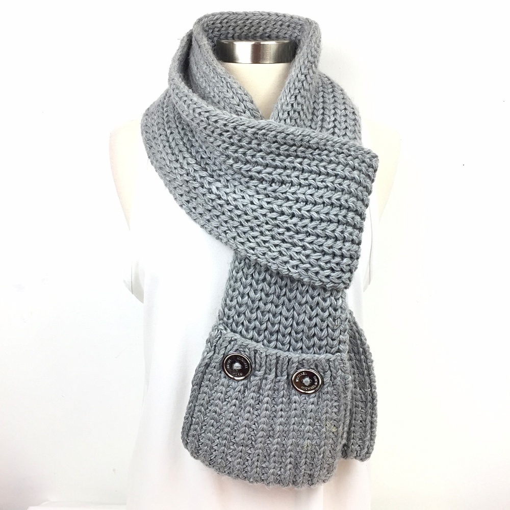 Michael Kors Grey Chunky Knit Oversized Scarf with Pockets